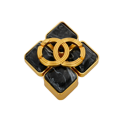 ฮาร์ดแวร์ล็อคกระเป๋าถือแบบใช้ซ้ำได้สีดำและสีทอง Four Leaf Clover Double Ring